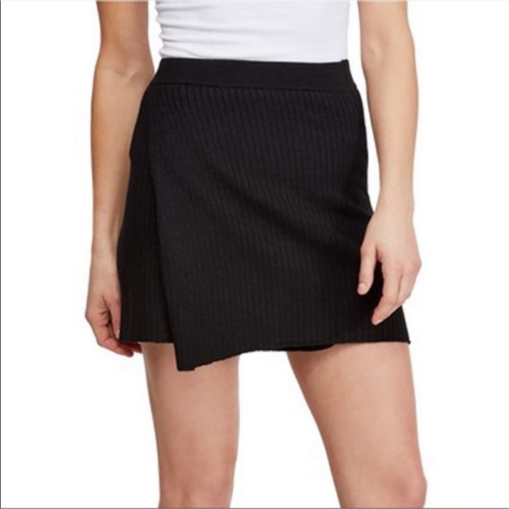 Free People Mod Knit Faux Wrap Ribbed Knit Mini Skirt